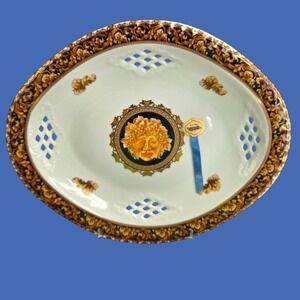 Bacchus Elite T Limoges Oval Platter Dish Plate Tray Reticulated Gold Gild READ